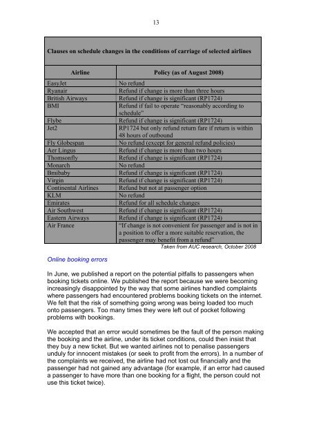 Complaints and enquiries - Air Transport Users Council