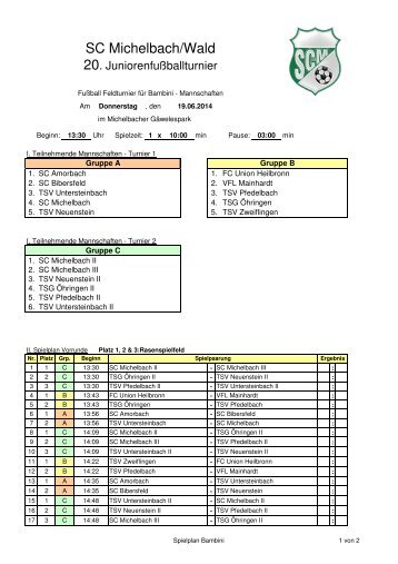 Spielplan Bambini - SC-Michelbach-Wald