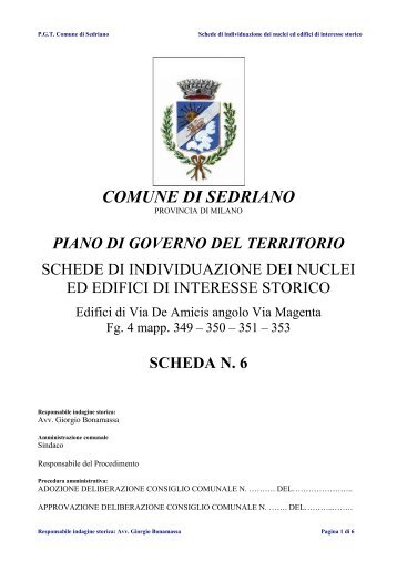 Scheda 6 - Comune di Sedriano