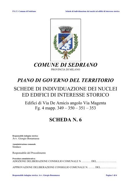 Scheda 6 - Comune di Sedriano