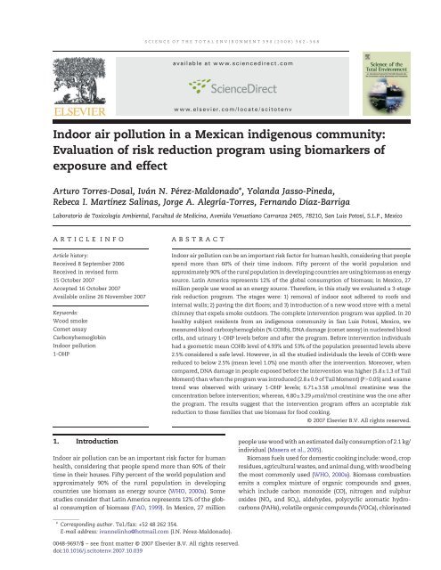 Indoor air pollution in a Mexican indigenous community: Evaluation ...