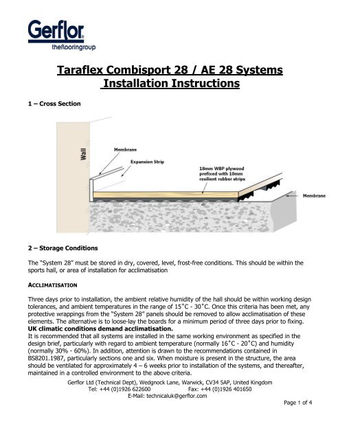 Taraflex Combisport 28 / AE 28 Systems Installation ... - Gerflor