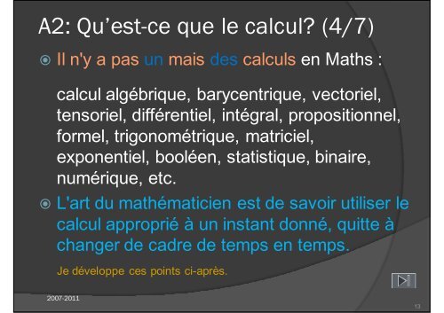 Du Calcul en général (clr)