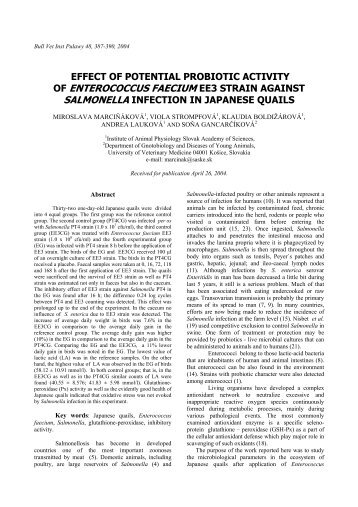 OF ENTEROCOCCUS FAECIUM EE3 STRAIN AGAINST