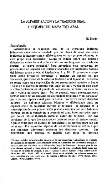 LA ALFABETIZACION Y LA TRADICION ORAL: UN ... - Inicio