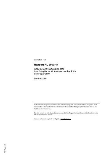 Rapport RL 2000:47 - Statens Haverikommission