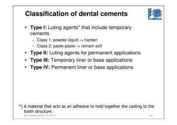 Classification of dental cements - VoWi
