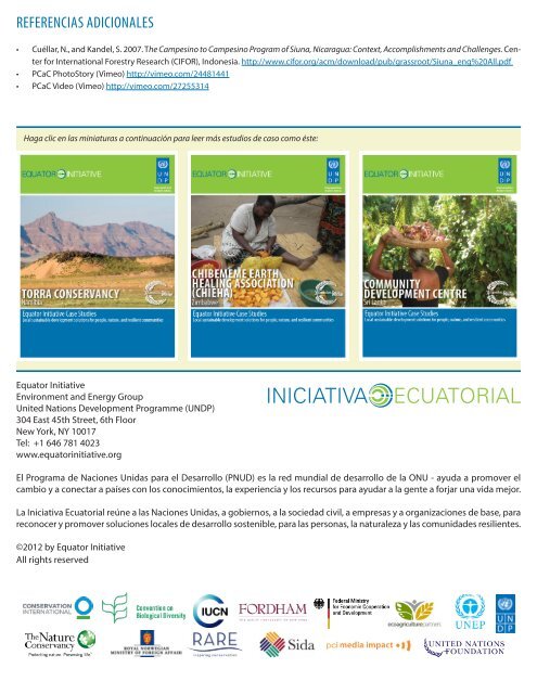 programa de campesino a campesino (pcac), siuna - Equator Initiative