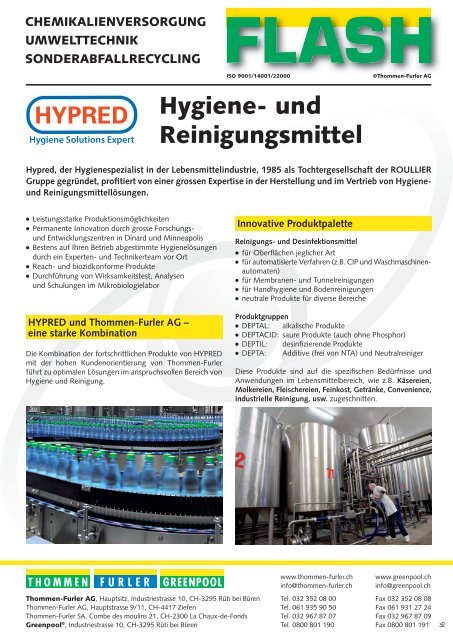 Hygiene- und Reinigungsmittel - Thommen Furler AG