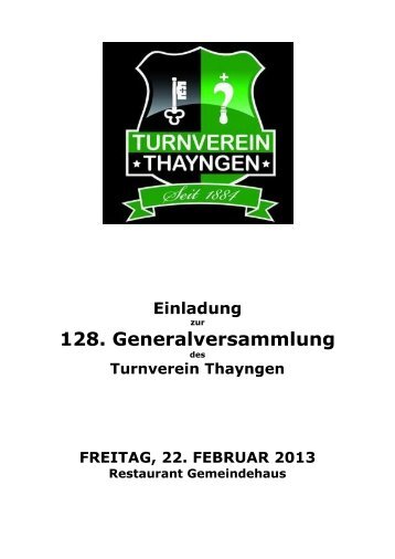 128. Generalversammlung - Turnverein Thayngen