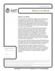 Toolbox: Return-to-Work - SAIF Corporation