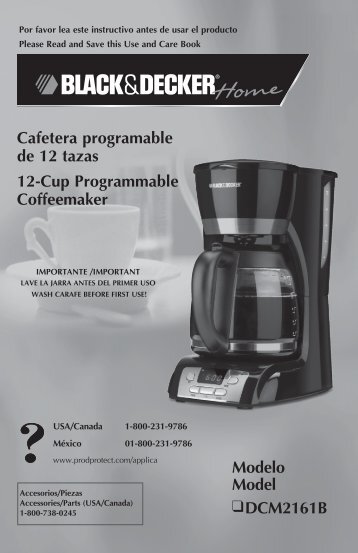 Modelo Model DCM2161B Cafetera programable de 12 tazas 12 ...