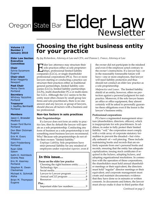 Newsletter - Oregon State Bar