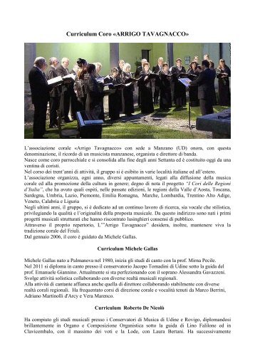Curriculum Coro Â«ARRIGO TAVAG ACCOÂ» - Parrocchia di Gradisca ...