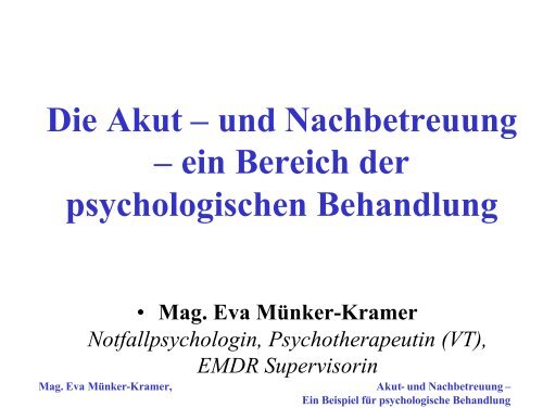 Münker Notfallpsychologie - Akut- und Na