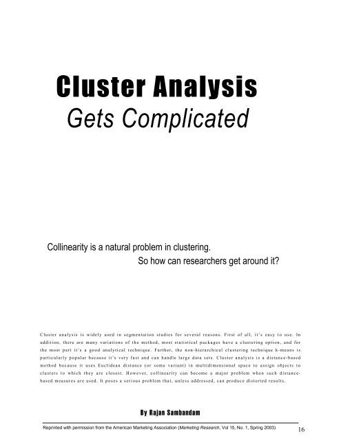 The effect of correlation on the formation of clusters can ... - GreenBook