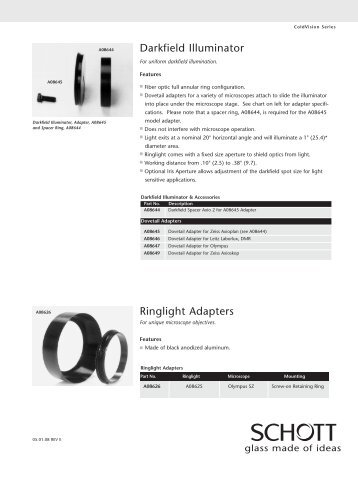 Darkfield Illuminators & Ringlight Adapters - SCHOTT North America