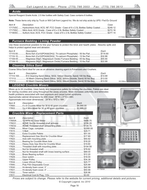 (775) 786-3003 Used Equipment - Legend, Inc.