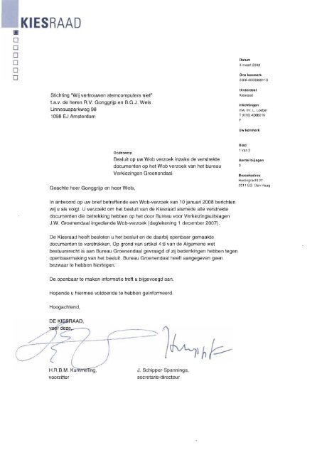 Besluit - Wij vertrouwen stemcomputers niet Besluit - Wij Vertrouwen Stemcomputers Niet
