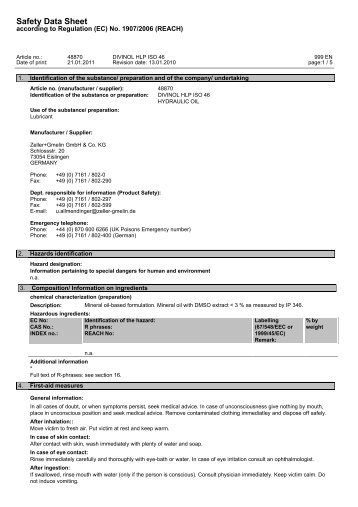 Safety Data Sheet - Zeller+Gmelin GmbH