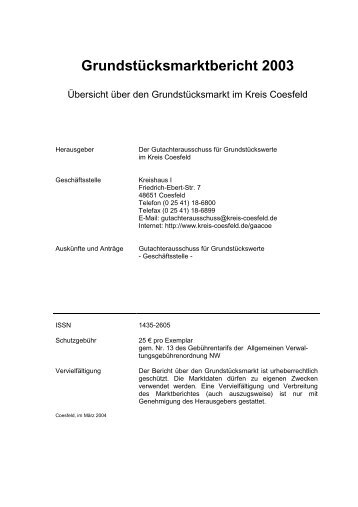 GrundstÃ¼cksmarktbericht 2003 - Kreis Coesfeld