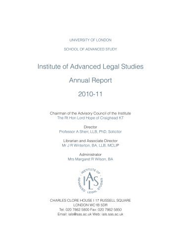 2010/2011 - Institute of Advanced Legal Studies - School of ...