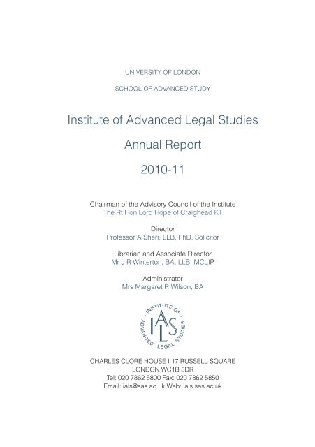 2010/2011 - Institute of Advanced Legal Studies - School of ...
