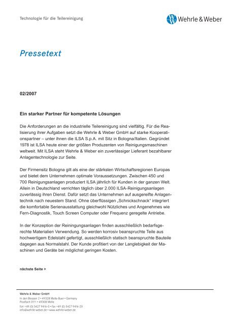Pressetext - Wehrle & Weber GmbH