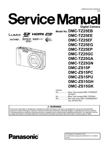 DMC-TZ25EE DMC-TZ25EF DMC-TZ25EG DMC ... - Panasonic