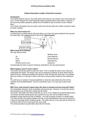 Patient information leaflet - chest drain insertion - Brit Thoracic