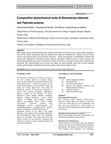 Comparative phytochemical study of Desmostachya bipinnata and ...