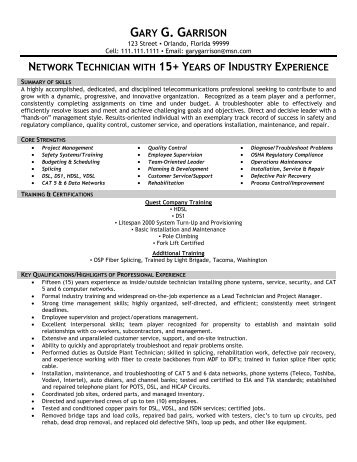 telecom technician resume