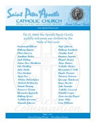 The St. Peter the Apostle Parish Family joyfully welcomes our ...