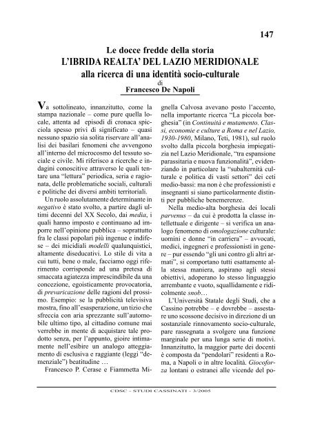 Anno V nÂ° 3 luglio - settembre 2005 - Studi Cassinati