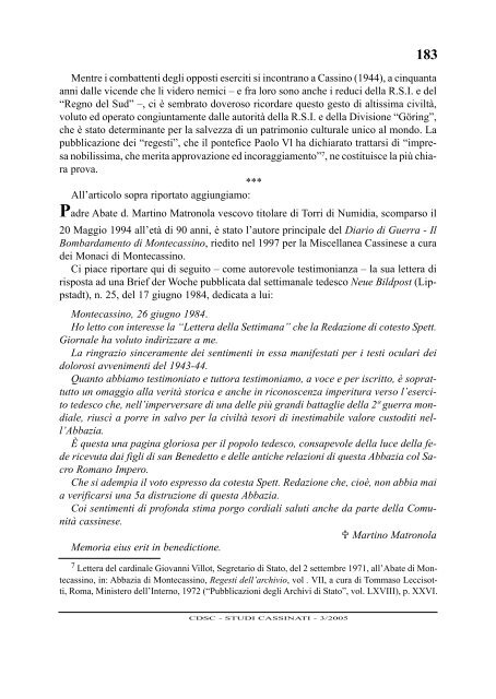 Anno V nÂ° 3 luglio - settembre 2005 - Studi Cassinati