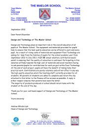 Food Technology contribution letter - The Maelor School