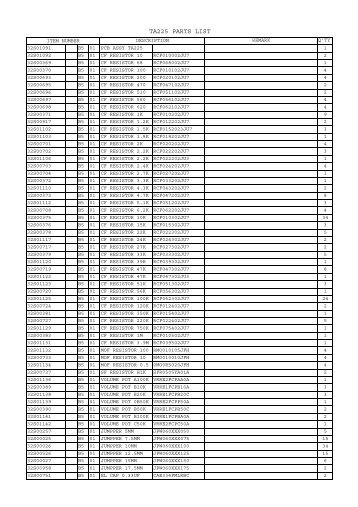 TA225 PARTS LIST - Ibanez