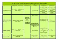 Restaurants und Cafes - Winteröffnungszeiten 11-12 - Trippstadt