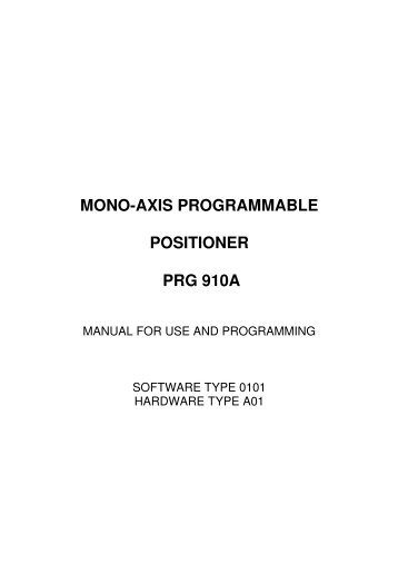 MONO-AXIS PROGRAMMABLE POSITIONER PRG 910A