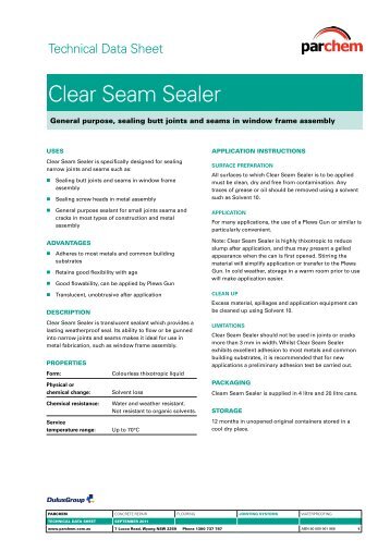 Clear Seam Sealer TDS - Parchem