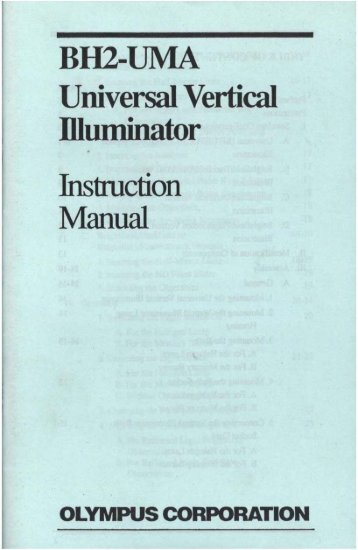 Olympus BH2-UMA Universal Vertical Illuminator Instruction Manual