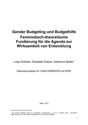 Gender Budgeting und Budgethilfe Feministisch ... - OneWorld