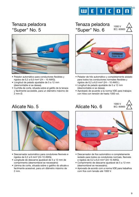 Herramientas para pelar cables Ferramentas para ... - Weicon.com