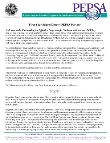 First Year School District PEPSA Partner - Welcome Letter