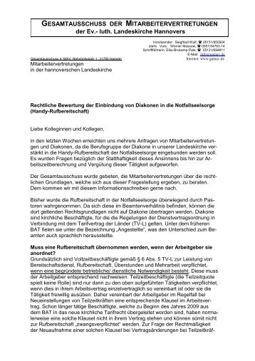 Information des Gesamtausschusses zu den rechtlichen Grundlagen ...