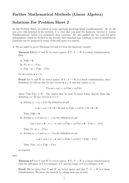 Solutions For Problem Sheet 2