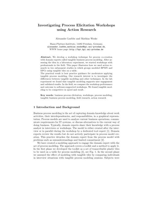 Investigating Process Elicitation Workshops using Action Research