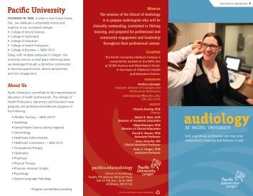 Audiology Brochure (PDF) - Pacific University