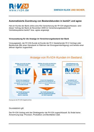 Anzeige von Bestandskunden in bank21 und agree - Zur R+V24