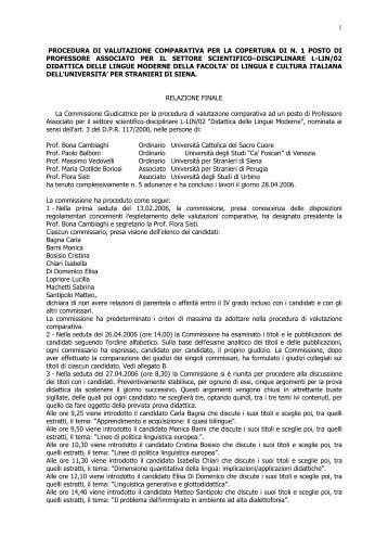 Relazione finale - UniversitÃ  per Stranieri di Siena